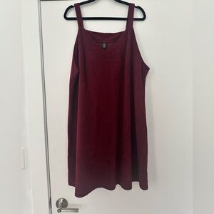 SHEIN Curve Burgundy Corduroy Pinafore Dress